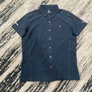 KUHL Shirt Navy Blue Button Up Tufflex Lightweight Polyester Size S Hiking